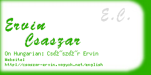 ervin csaszar business card